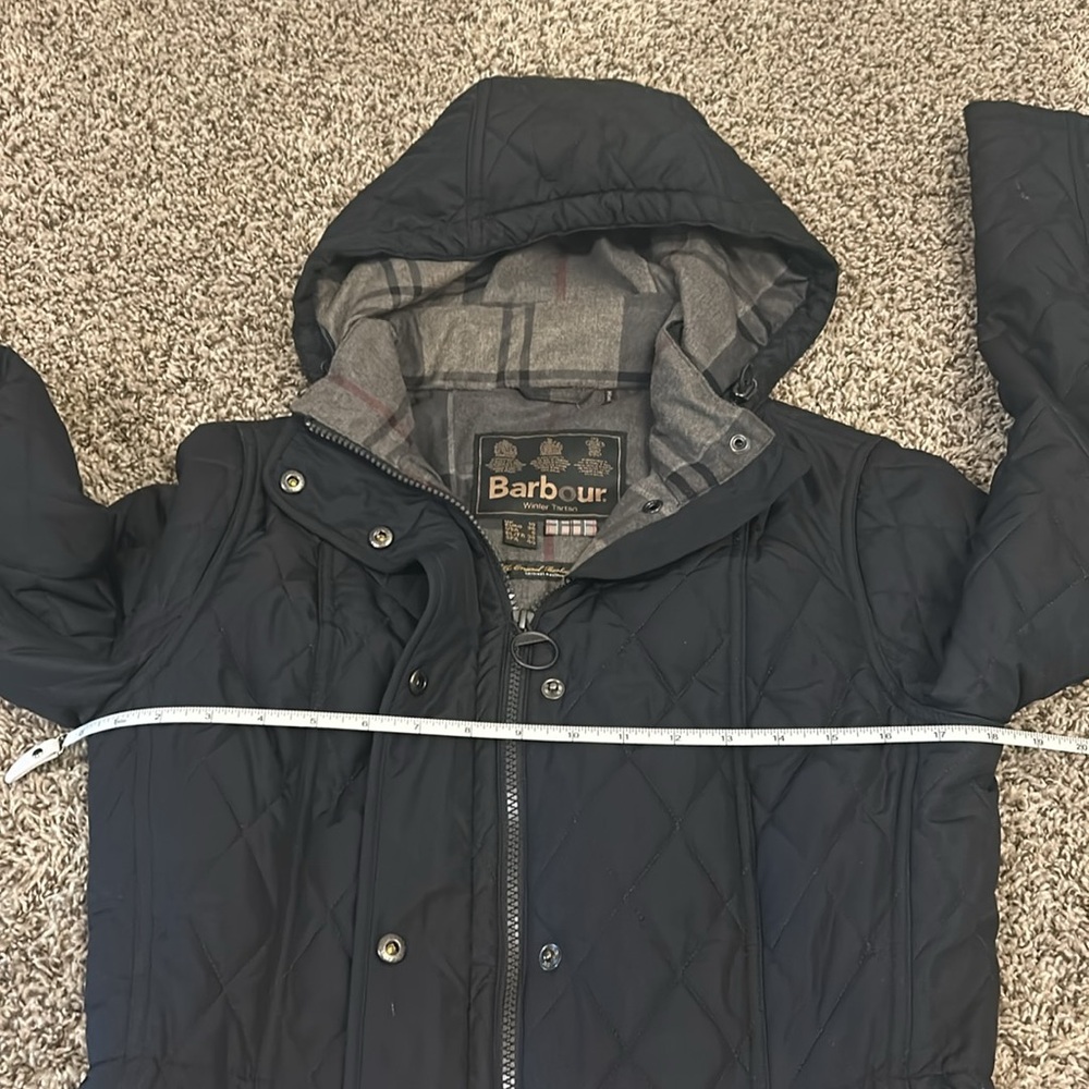 Barbour Black Quilted Jacket Winter Tartan Women’s Size 6 - Picture 4 of 14